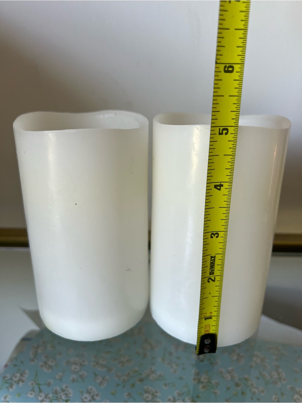 Set of Two White wax battery operated candles
